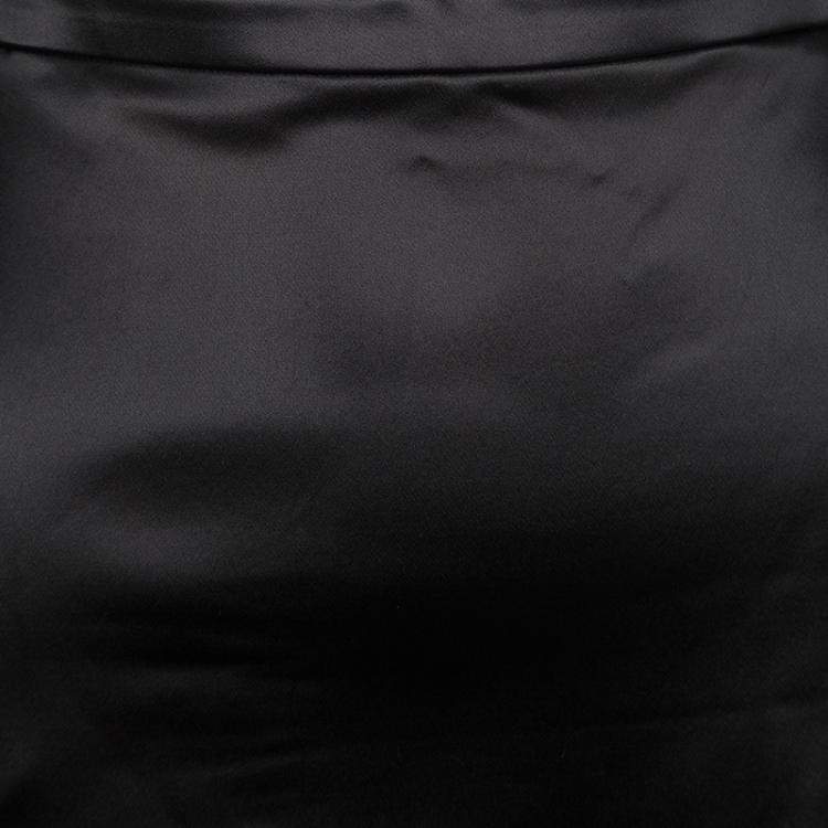 Pre Owned Dolce & Gabbana Black Satin Midi Skirt L