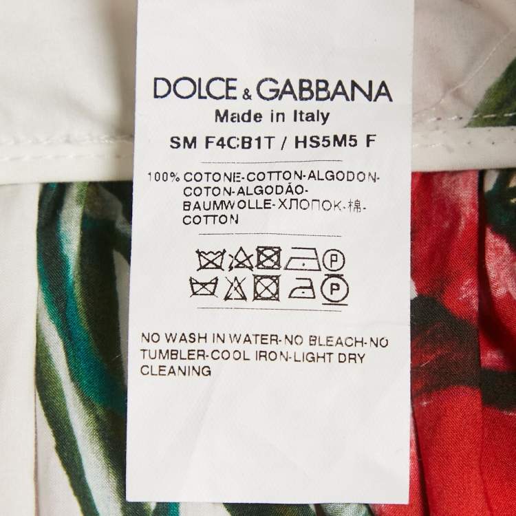 Pre Owned Dolce & Gabbana White Poppy Print Cotton Mini Skirt L