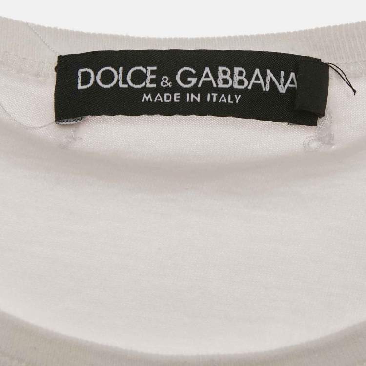 Pre Owned Dolce & Gabbana White Printed Cotton Tank Top XS