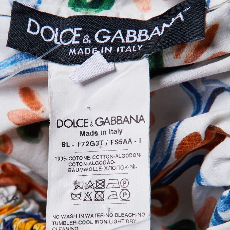 Pre Owned Dolce & Gabbana Multicolor Printed Cotton Crop Top & Tiered Skirt Set XS