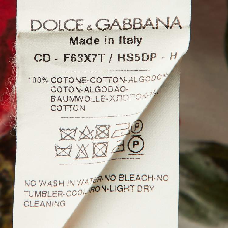 Pre Owned Dolce & Gabbana Red Floral Print Cotton Ruffled Dress S