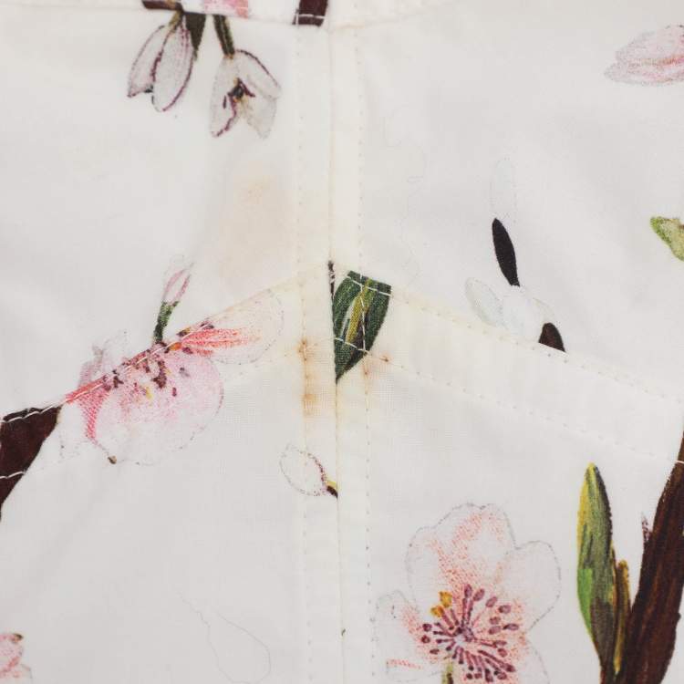 Pre Owned Dolce & Gabbana White Floral Cotton Bustier Midi Dress M