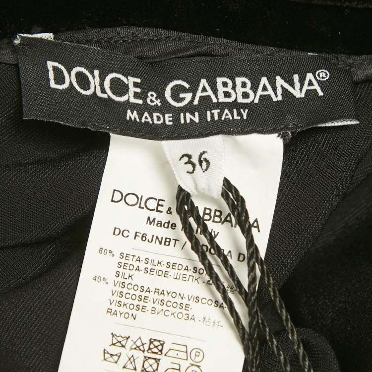 Pre Owned Dolce & Gabbana Black Organza And Velvet Belted Long Dress XS