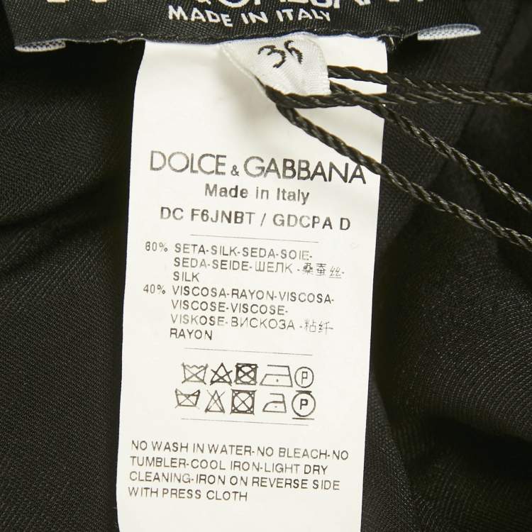 Pre Owned Dolce & Gabbana Black Organza And Velvet Belted Long Dress XS