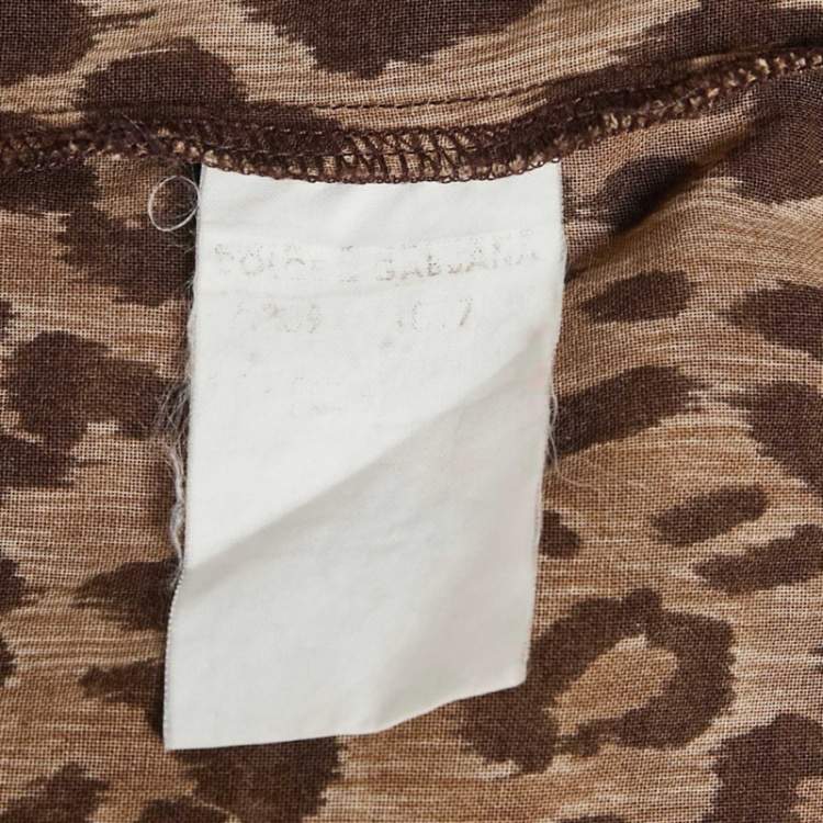 Pre Owned Dolce & Gabbana Brown Leopard Print Cotton Shirt S