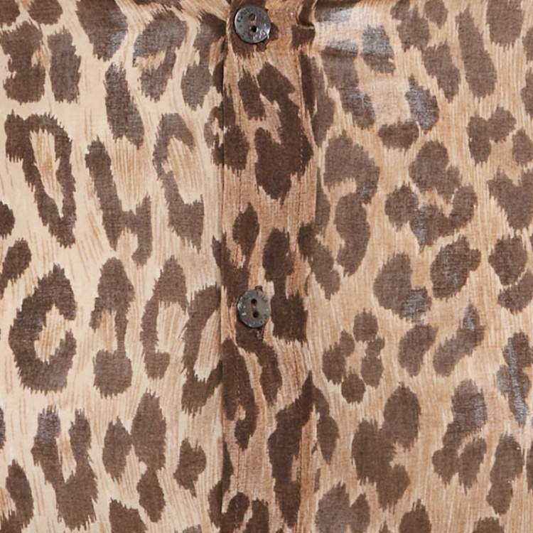 Pre Owned Dolce & Gabbana Brown Leopard Print Cotton Shirt S