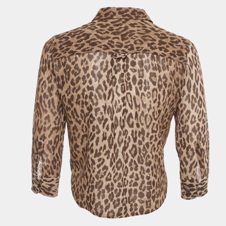 Pre Owned Dolce & Gabbana Brown Leopard Print Cotton Shirt S