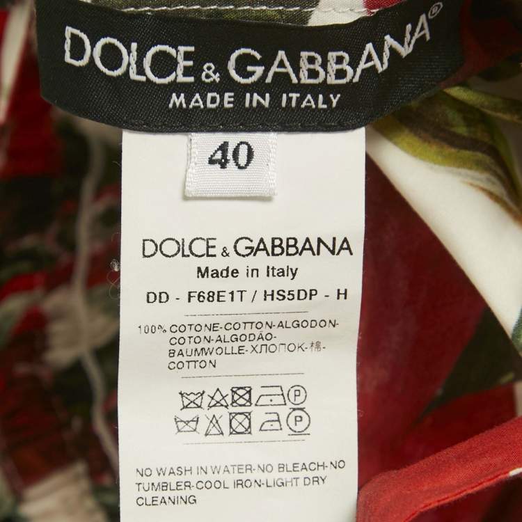 Pre Owned Dolce & Gabbana Red Anemoni Print Poplin Midi Dress S