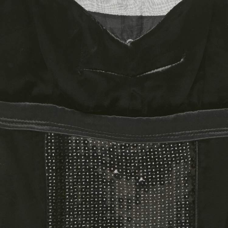 Pre Owned Dolce & Gabbana Black Sequin Detail Velvet Spaghetti Top S
