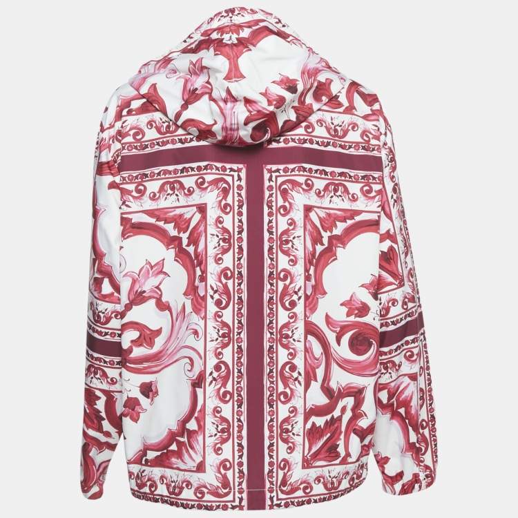 Pre Owned Dolce & Gabbana Pink Majolica Print Synthetic Cady Zip-Up Jacket S