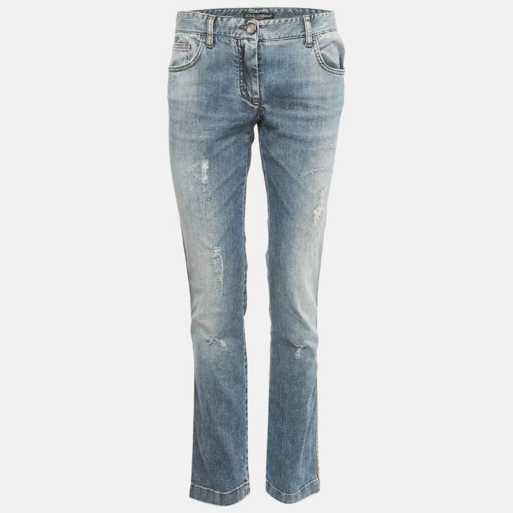 Pre Owned Dolce & Gabbana Blue Faded Denim Skinny Jeans M Waist 30"