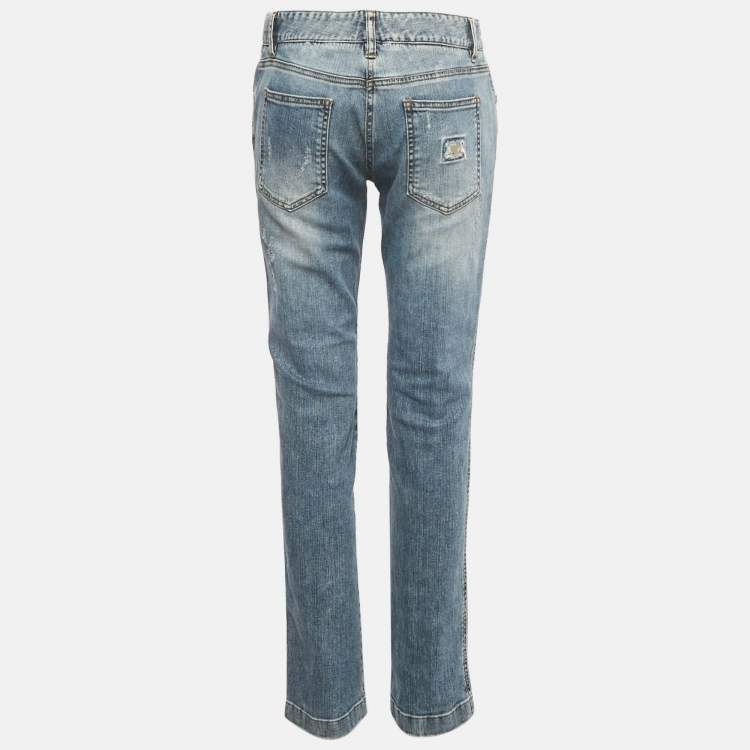 Pre Owned Dolce & Gabbana Blue Faded Denim Skinny Jeans M Waist 30"