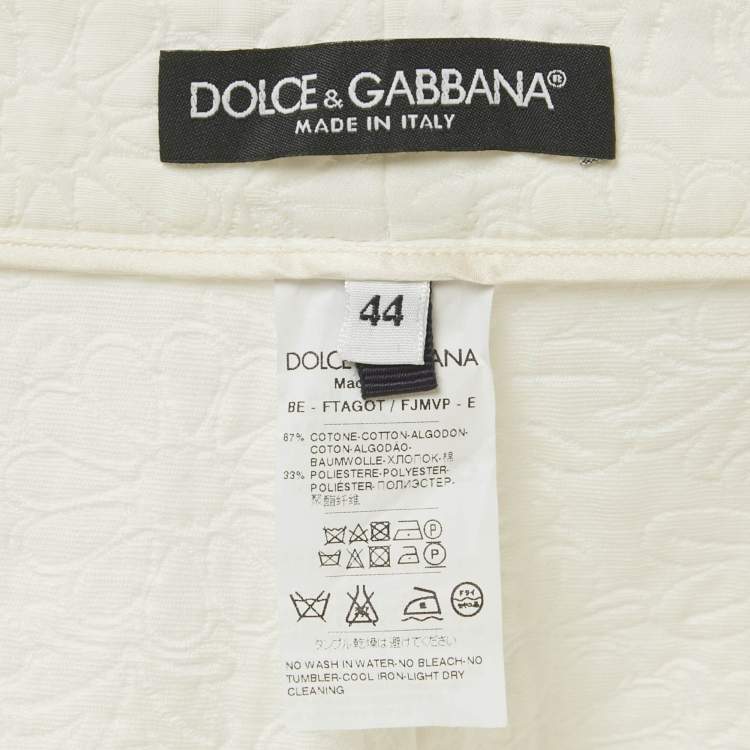 Pre Owned Dolce & Gabbana White Floral Jacquard Shorts M