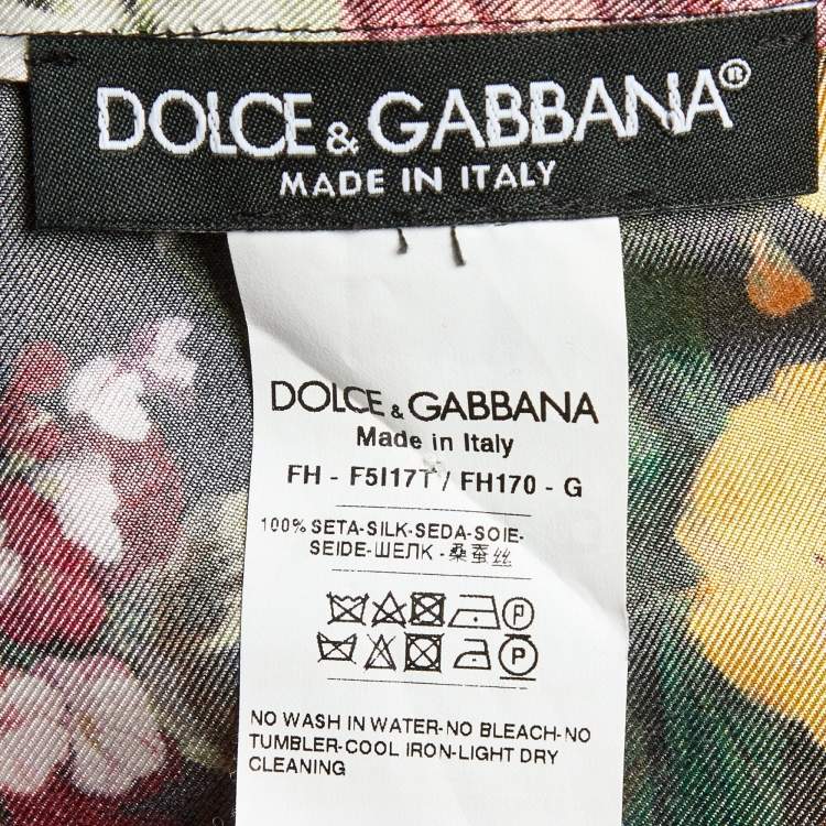 Pre Owned Dolce & Gabbana Black Floral Print Silk Button Front Shirt M