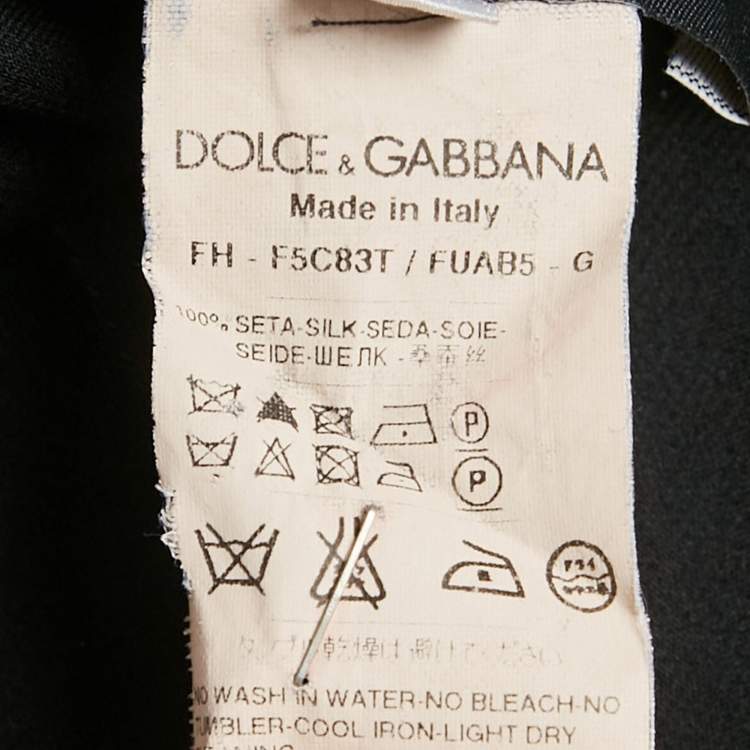 Pre Owned Dolce & Gabbana Black Silk Frill Detail Sheer Blouse M