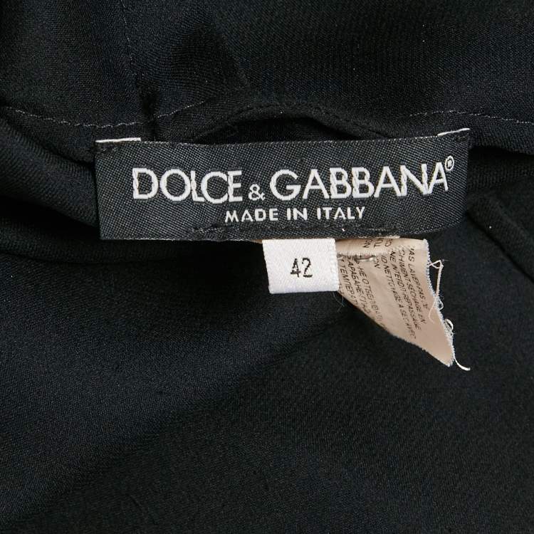 Pre Owned Dolce & Gabbana Black Silk Frill Detail Sheer Blouse M