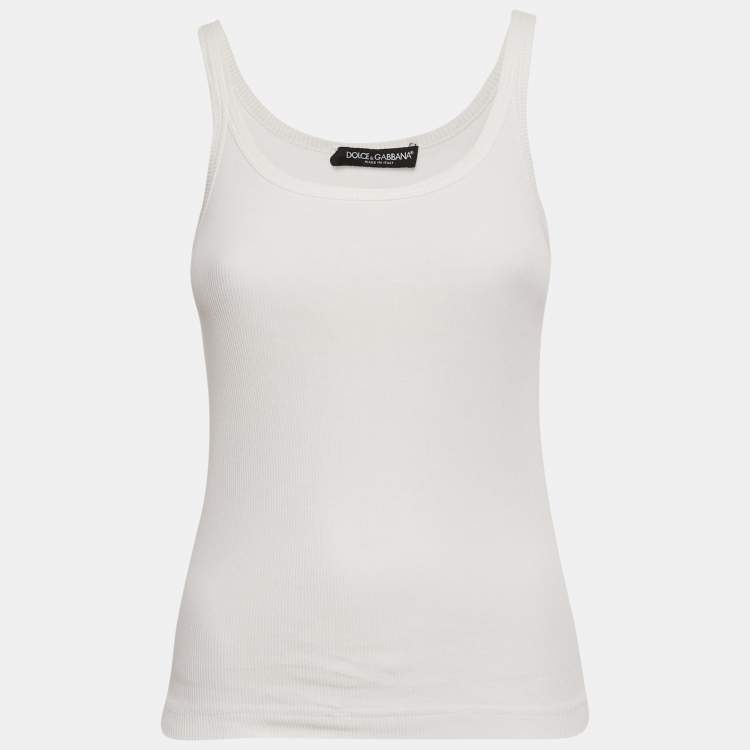 Pre Owned Dolce & Gabbana White Cotton Tank Top S 