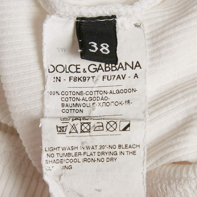 Pre Owned Dolce & Gabbana White Cotton Tank Top S 