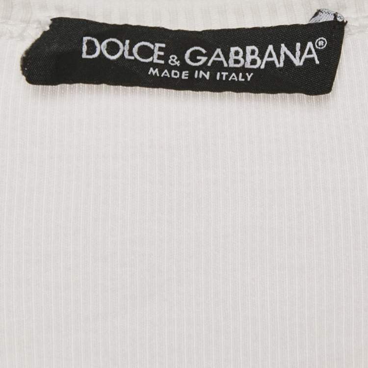 Pre Owned Dolce & Gabbana White Cotton Tank Top S 