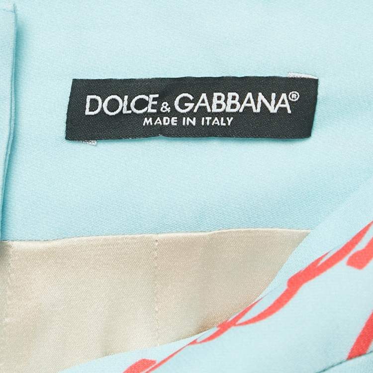 مملوكة مسبقًا Dolce & Gabbana Blue Rooster & Chicken Print Crepe Midi Skirt M