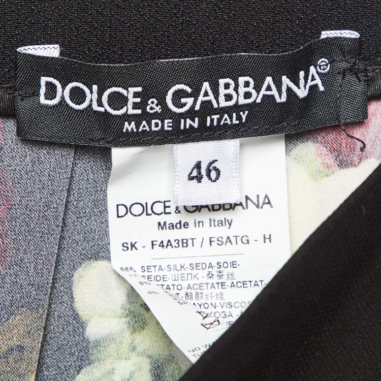 Pre Owned Dolce & Gabbana Black Floral Printed Silk Georgette Pleated Midi Skirt L