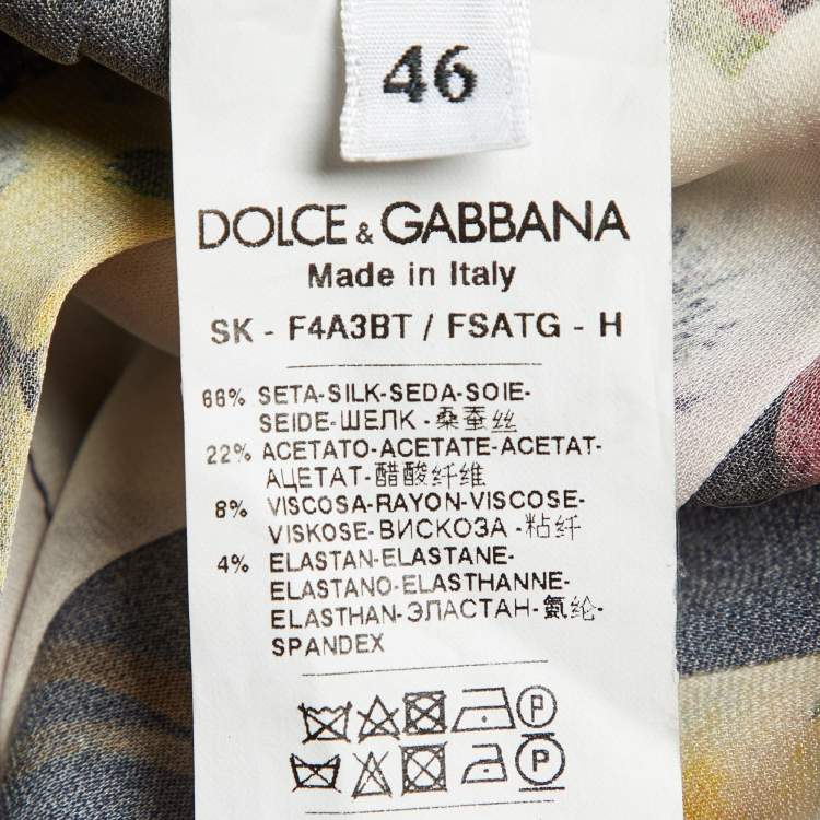 Pre Owned Dolce & Gabbana Black Floral Printed Silk Georgette Pleated Midi Skirt L