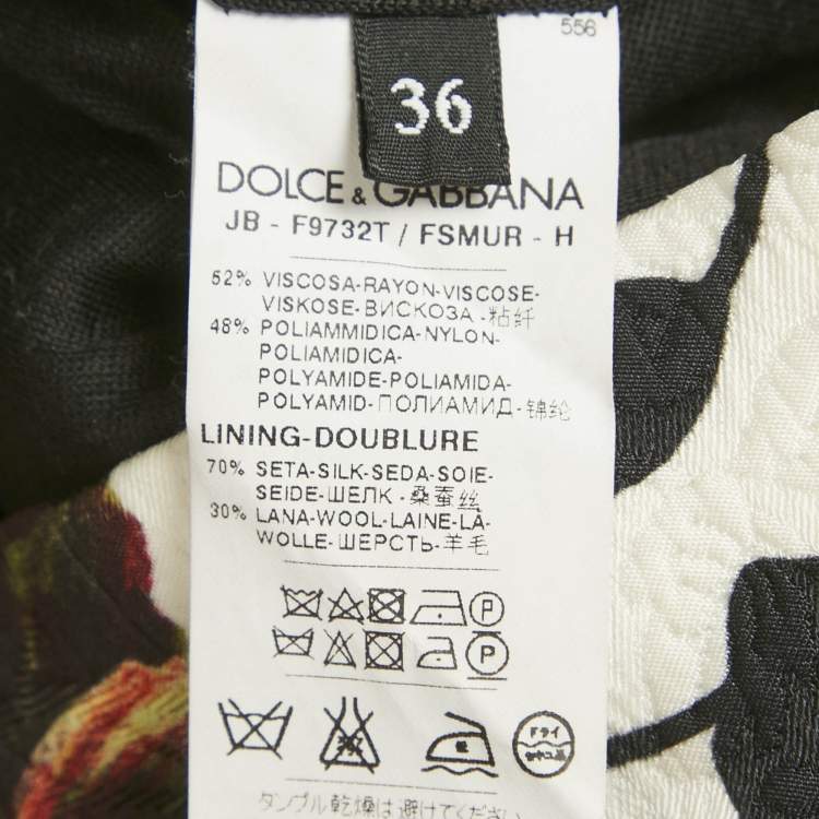 Pre Owned Dolce & Gabbana Black Rose Print Jacquard Jumper XS
