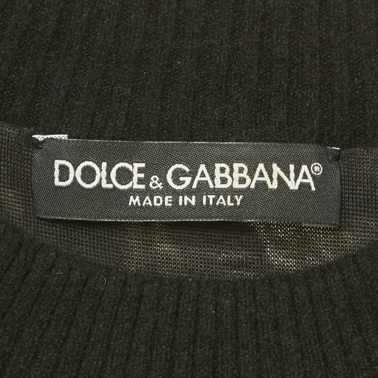 Pre Owned Dolce & Gabbana Black Rose Print Jacquard Jumper XS