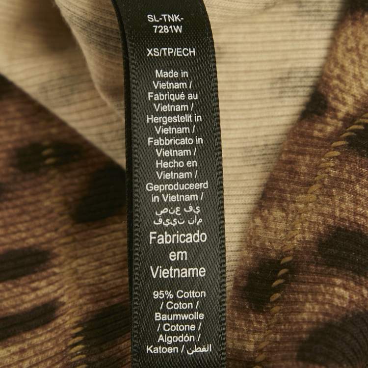 Pre Owned Dolce & Gabbana x Skims Brown Leopard Print Rib Knit Cropped Tank Top XS