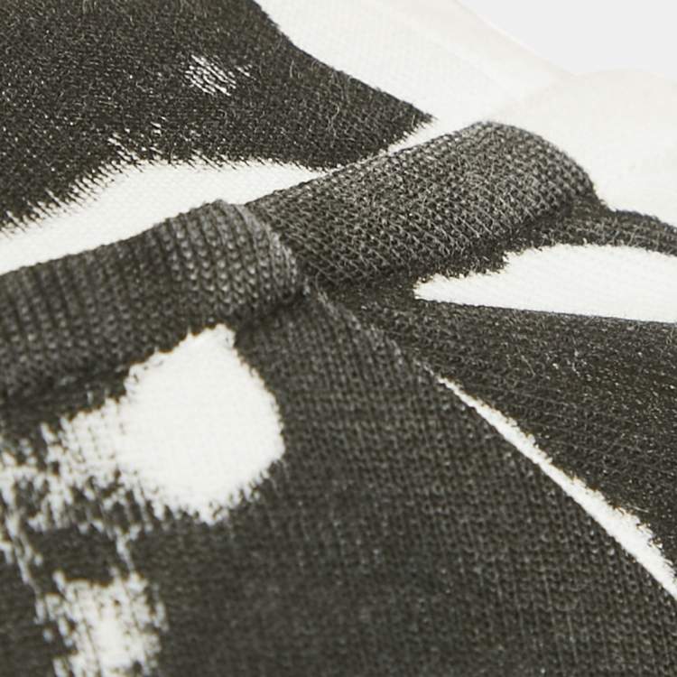 Pre Owned Dolce & Gabbana White/Black Abstract Print Cotton Cropped Sweatshirt M