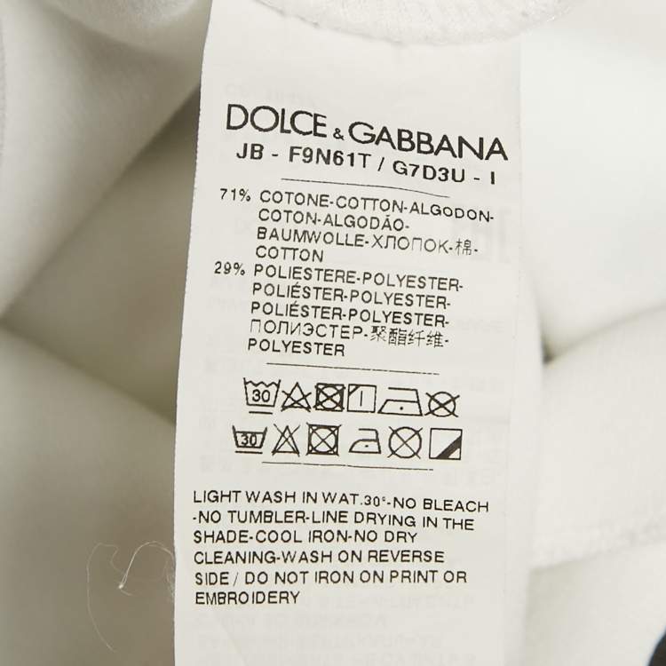 Pre Owned Dolce & Gabbana White/Black Abstract Print Cotton Cropped Sweatshirt M