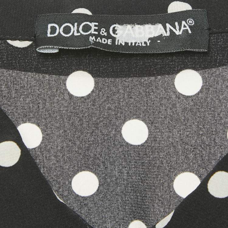 Pre Owned Dolce & Gabbana Black Polka Dots Chiffon Sleeveless Shirt M