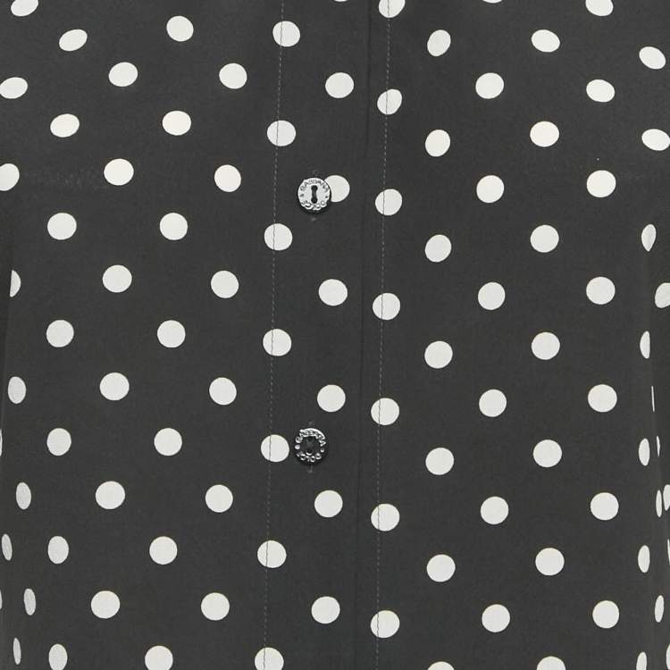 Pre Owned Dolce & Gabbana Black Polka Dots Chiffon Sleeveless Shirt M
