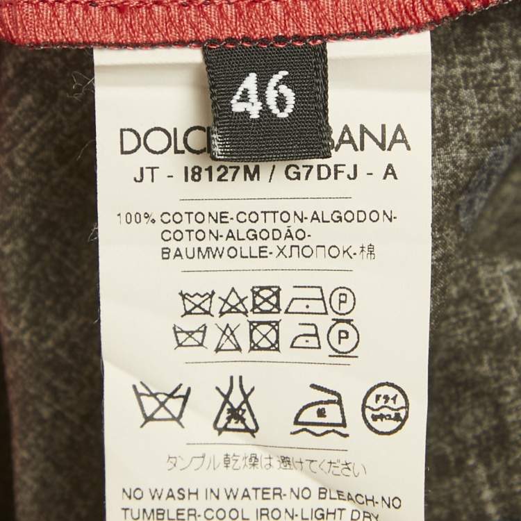 Pre Owned Dolce & Gabbana Red/Black Printed Cotton Lisola di Capri Top L