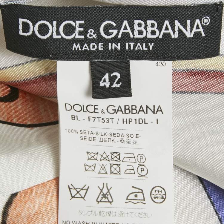 Pre Owned Dolce & Gabbana White Children Painting Silk Blouse M