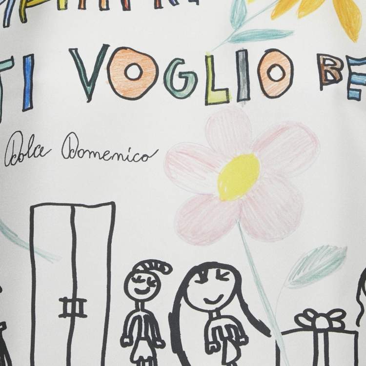 Pre Owned Dolce & Gabbana White Children Painting Silk Blouse M