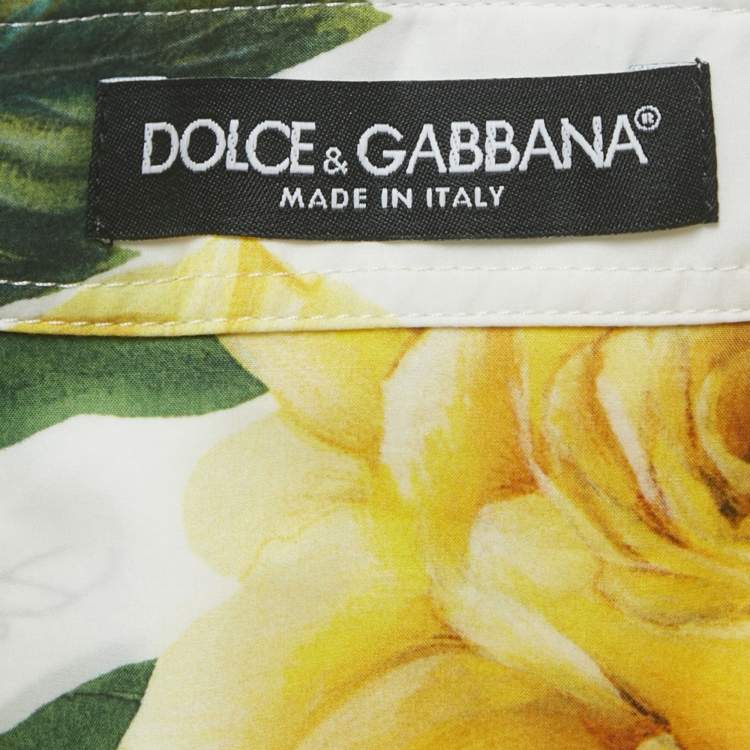 Pre Owned Dolce & Gabbana White Floral Print Cotton Cropped Shirt XS