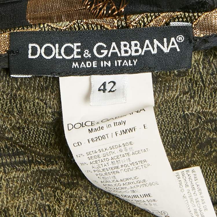 Pre Owned Dolce & Gabbana Black Silk Blend and Lurex Fringe Detail Long Dress M