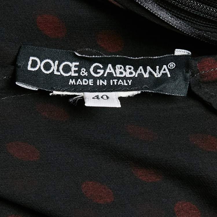 Pre Owned Dolce & Gabbana Black Polka Dots Silk Tiered Maxi Dress S