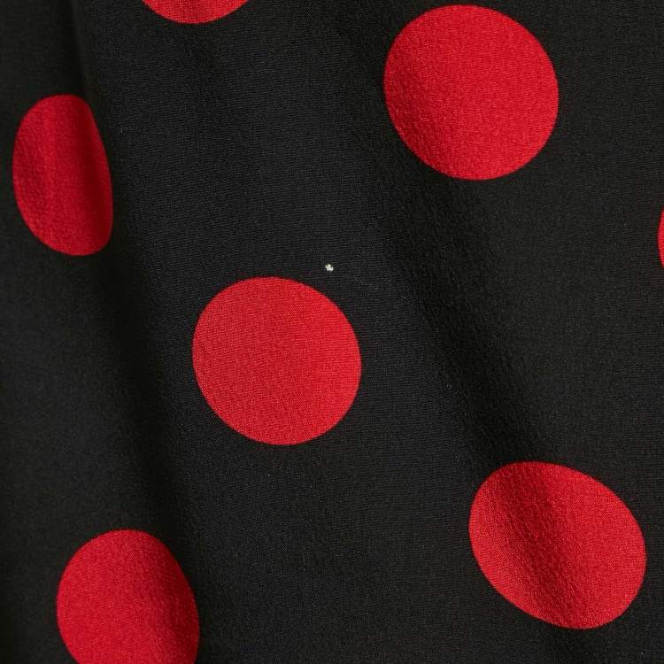 Pre Owned Dolce & Gabbana Black Polka Dots Print Silk Strapless Mini Dress M