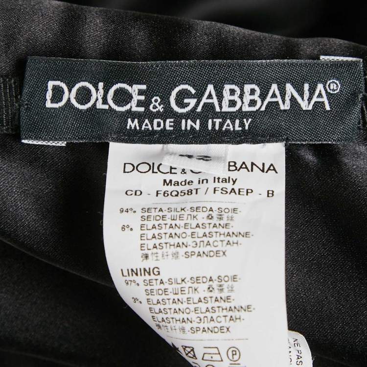 Pre Owned Dolce & Gabbana Black Polka Dots Print Silk Strapless Mini Dress M