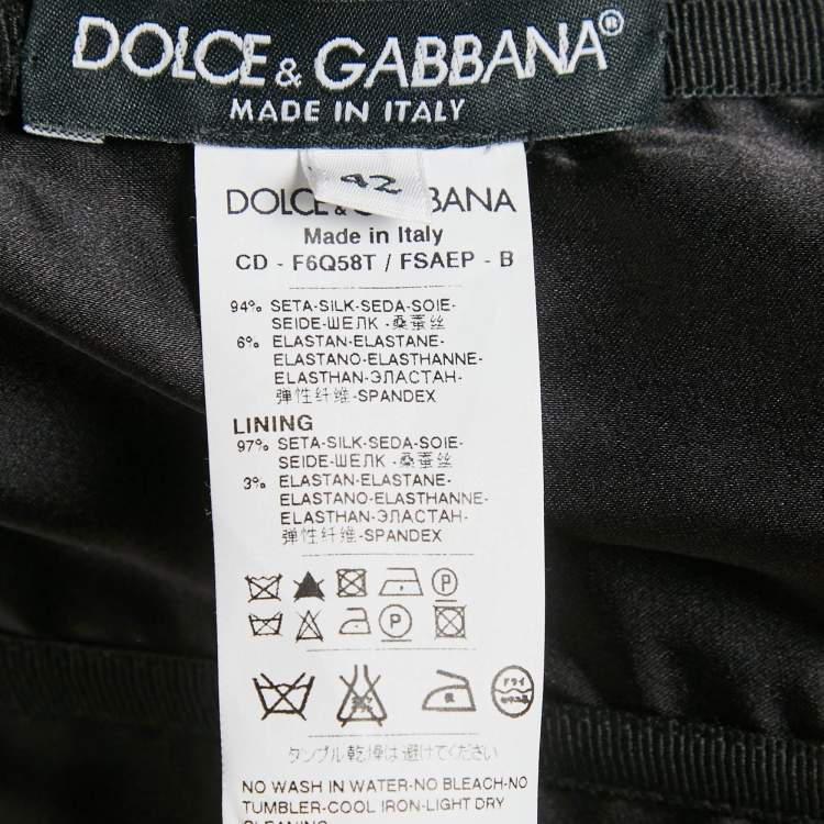 Pre Owned Dolce & Gabbana Black Polka Dots Print Silk Strapless Mini Dress M