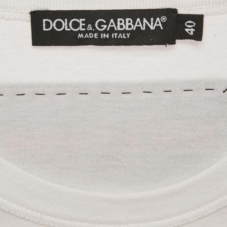 Pre Owned Dolce & Gabbana White Bellezza Print Jersey Sleeveless T-Shirt S
