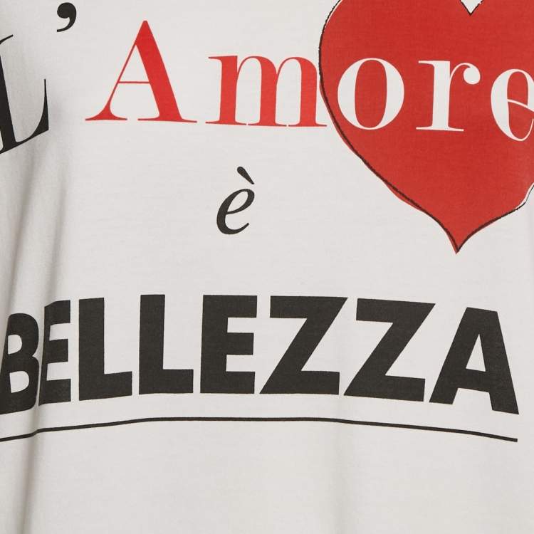 Pre Owned Dolce & Gabbana White Bellezza Print Jersey Sleeveless T-Shirt S