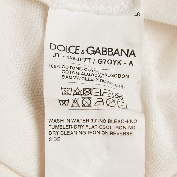 Pre Owned Dolce & Gabbana Off-White Printed Jersey T-Shirt M