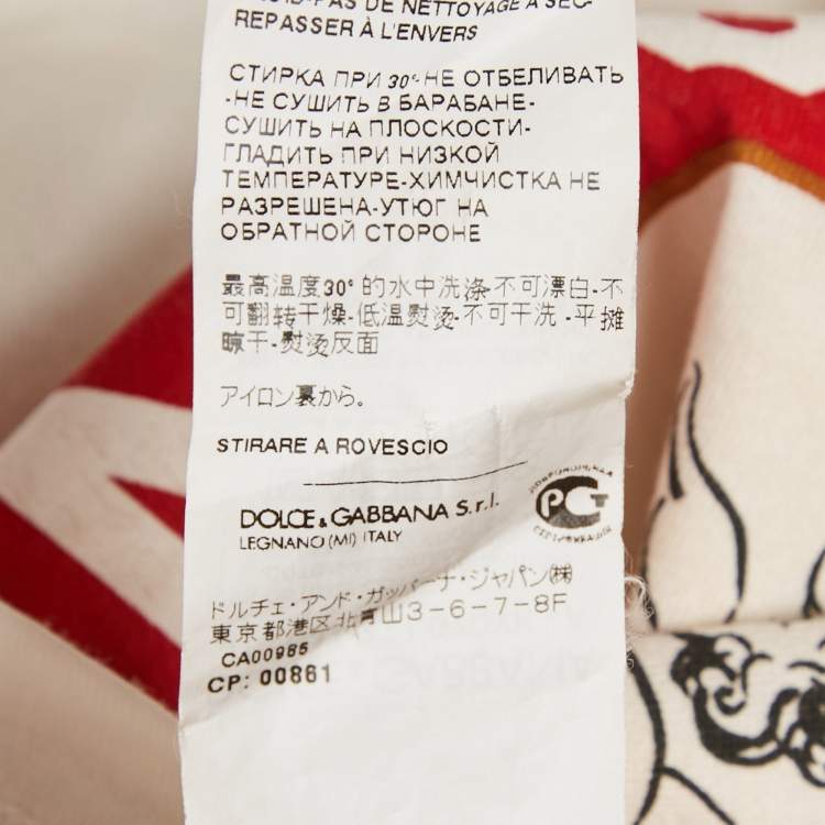 Pre Owned Dolce & Gabbana Off-White Printed Jersey T-Shirt M