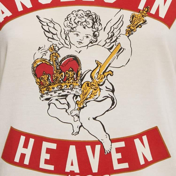 Pre Owned Dolce & Gabbana Off-White Printed Jersey T-Shirt M