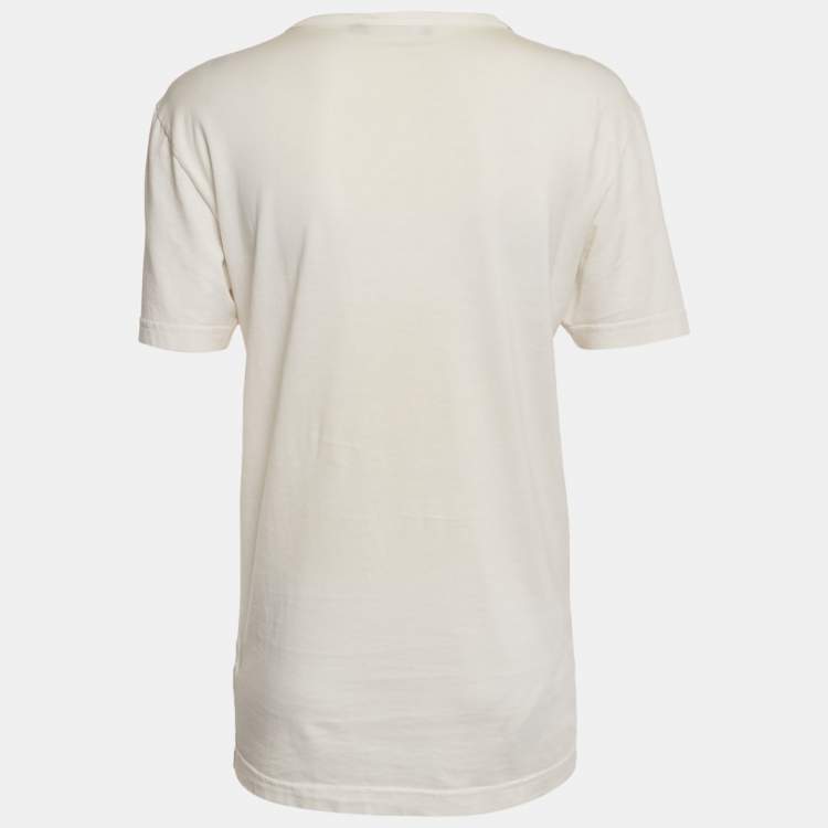 Pre Owned Dolce & Gabbana Off-White Printed Jersey T-Shirt M