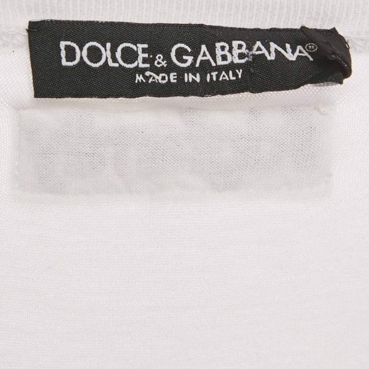 مملوكة مسبقًا Dolce & Gabbana White Boycott Logo Print Cotton T-Shirt S