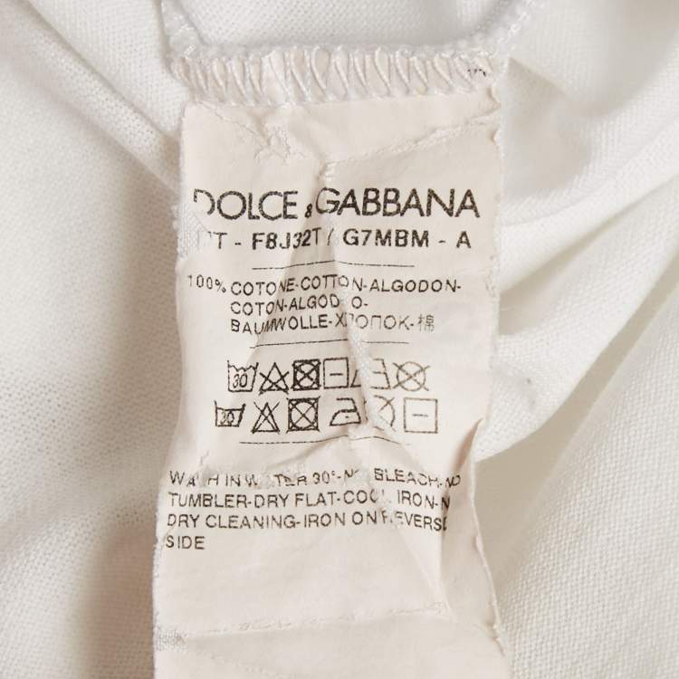 Pre Owned Dolce & Gabbana White Beautiful Life Logo Print Cotton T-Shirt M